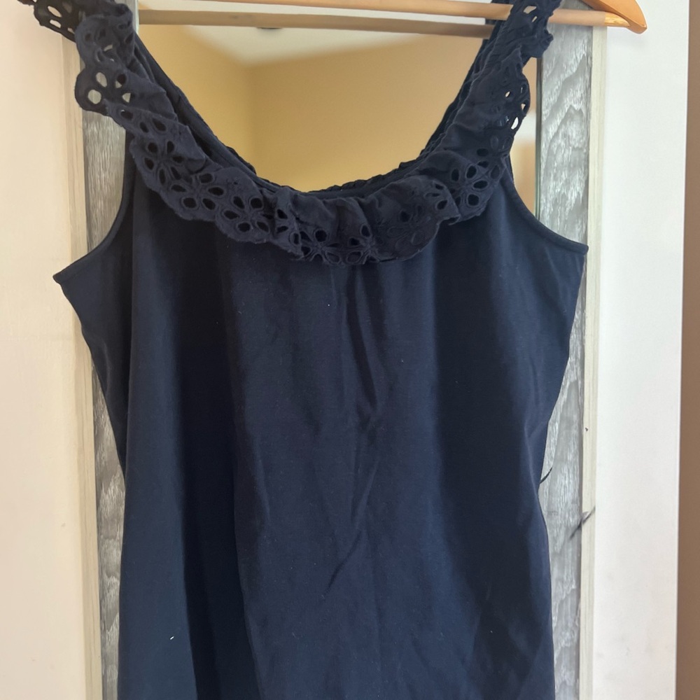 Ann Taylor Blue Ruffled Tank Top